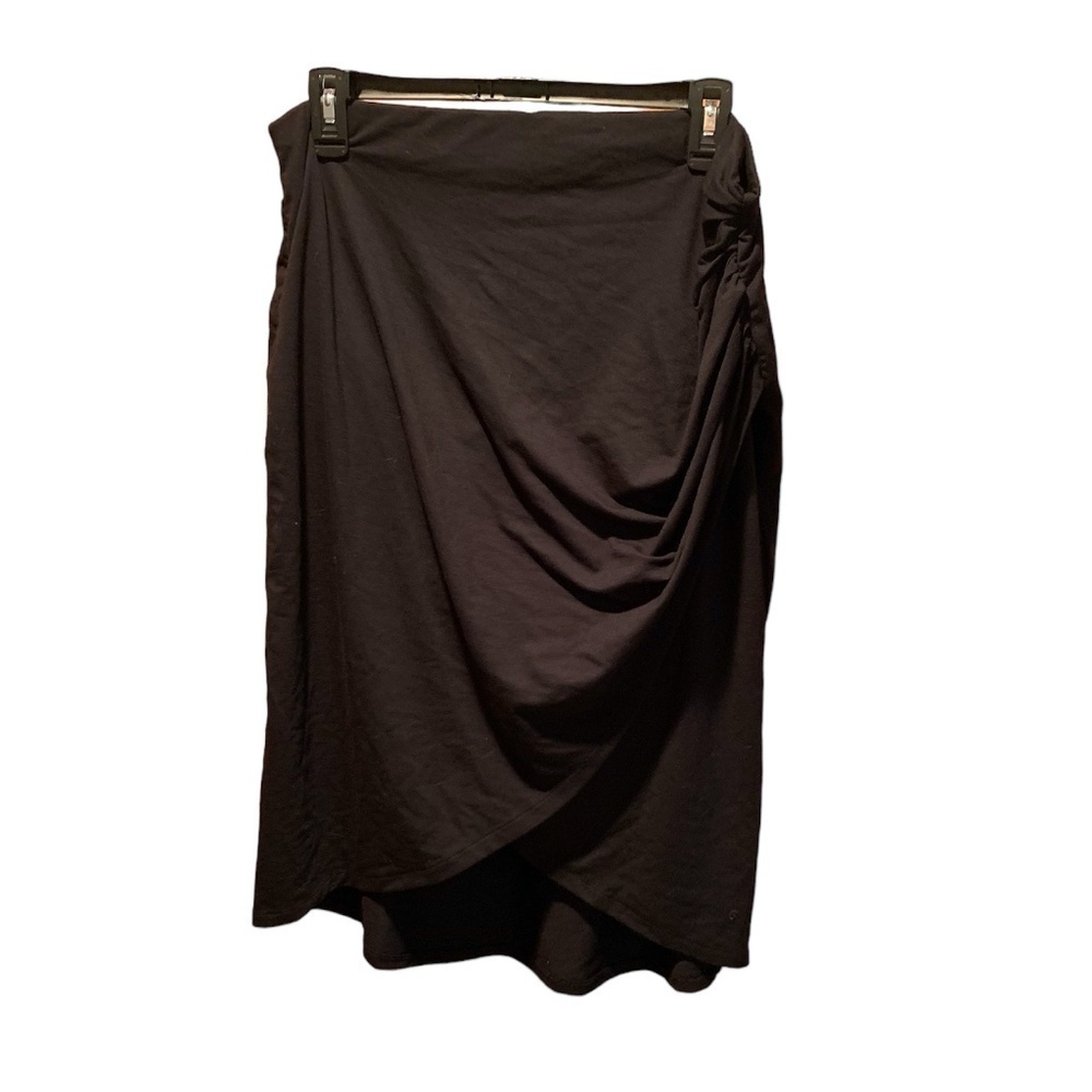 Open Edit Pull On Ruched Crossover Skirt in Black Large NWT